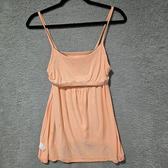 Womens Tank Top S Embellished Pastel Orange Tribal Boho Built in Bra Summer - Picture 5 of 7